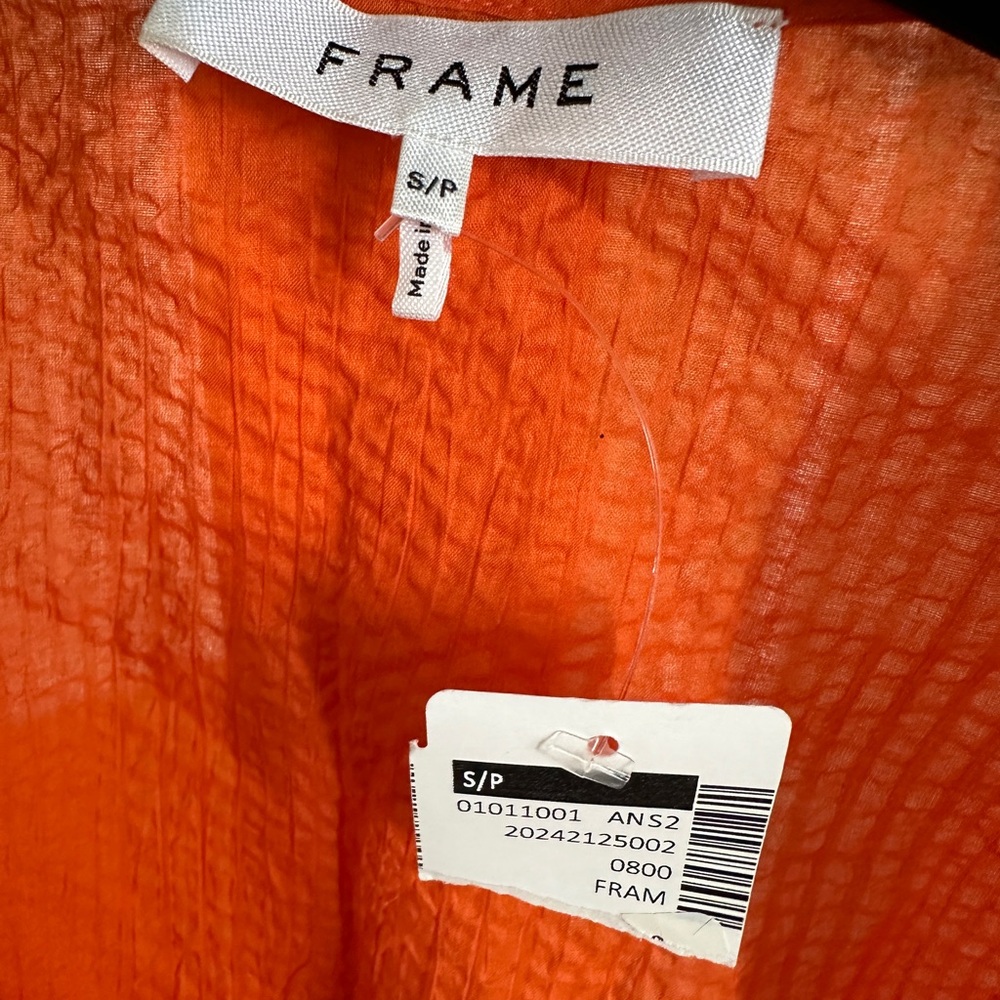 FRAME Ruched Cotton V-Neck Sleeveless Blouse - Picture 5 of 8